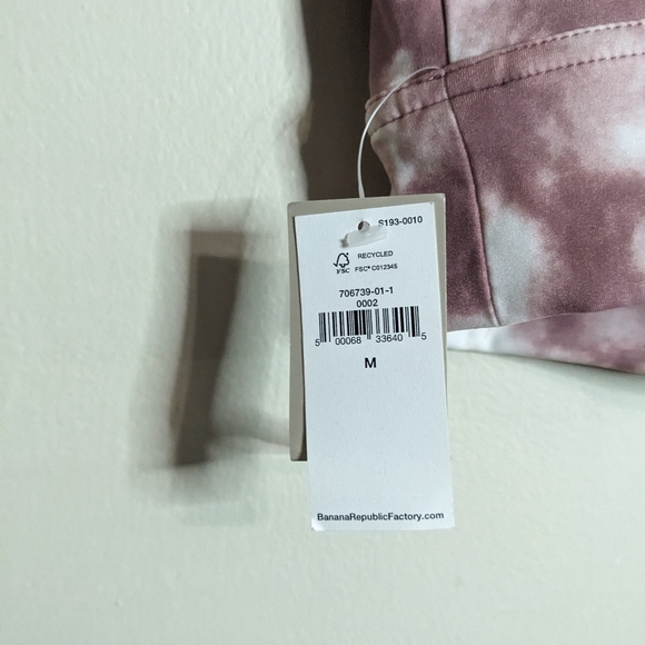 Banana Republic Women's Medium Sports Bra Pink White Tie Dye Bralette Crop Top - Picture 6 of 10